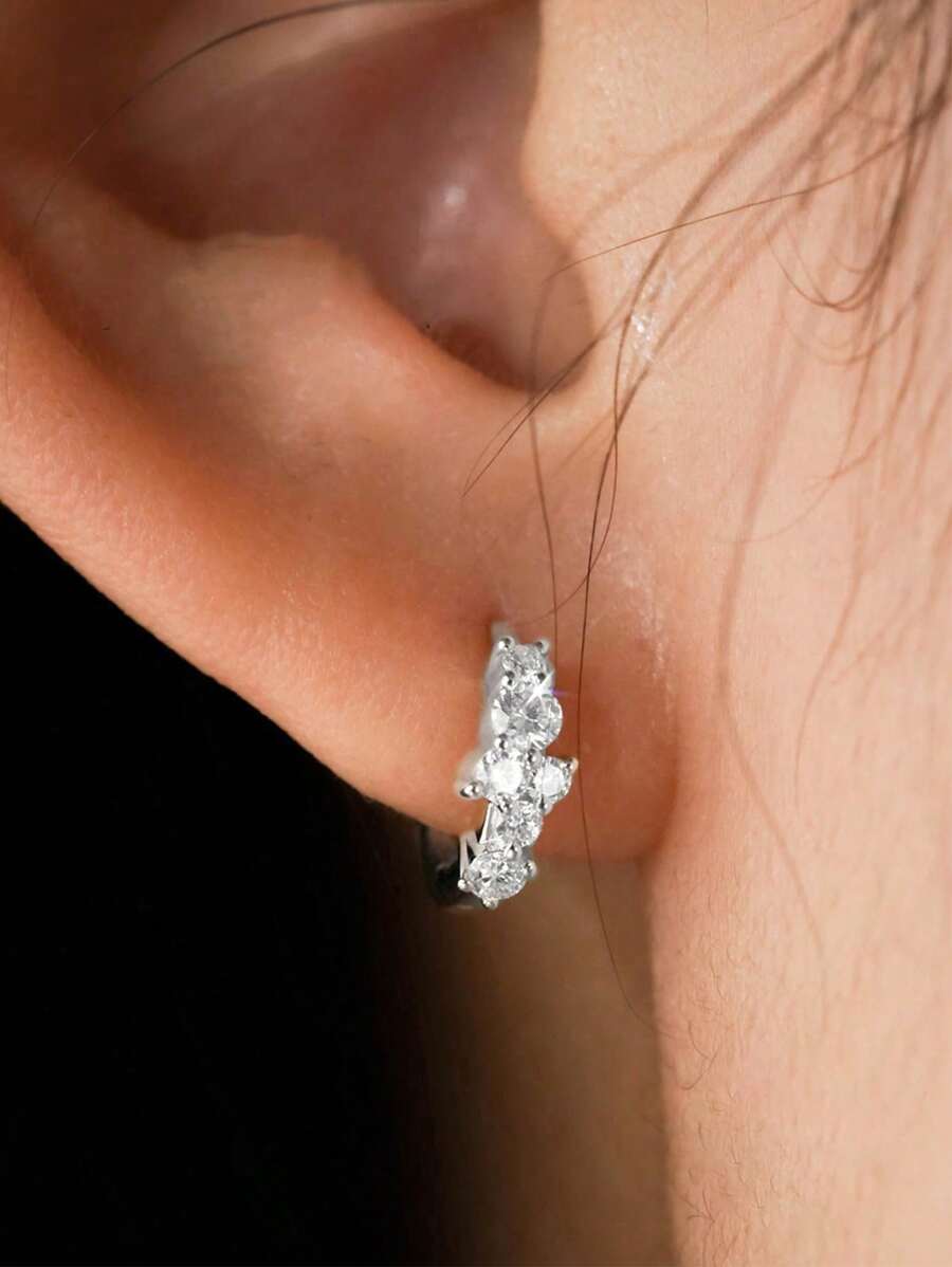 ジュエリー レディース イヤーアクセサリー 女性用エレガントなスターリングシルバー925金メッキ ジルコニアピアス、ファッション小拍卖