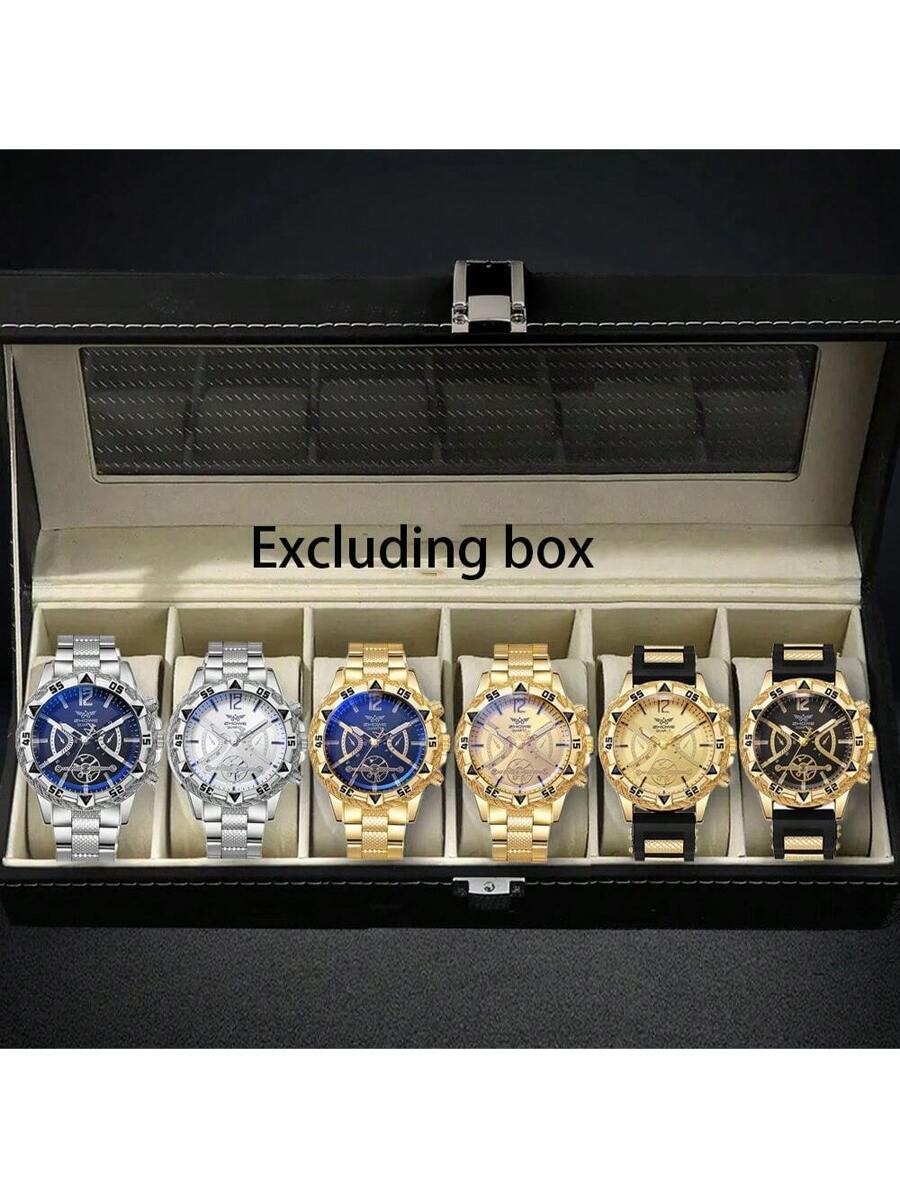 腕時計 メンズ セット 6点セット メンズファッション スチールバンド腕時計 パーティー 正式な場面用 - スタイリッシュな男性へ拍卖