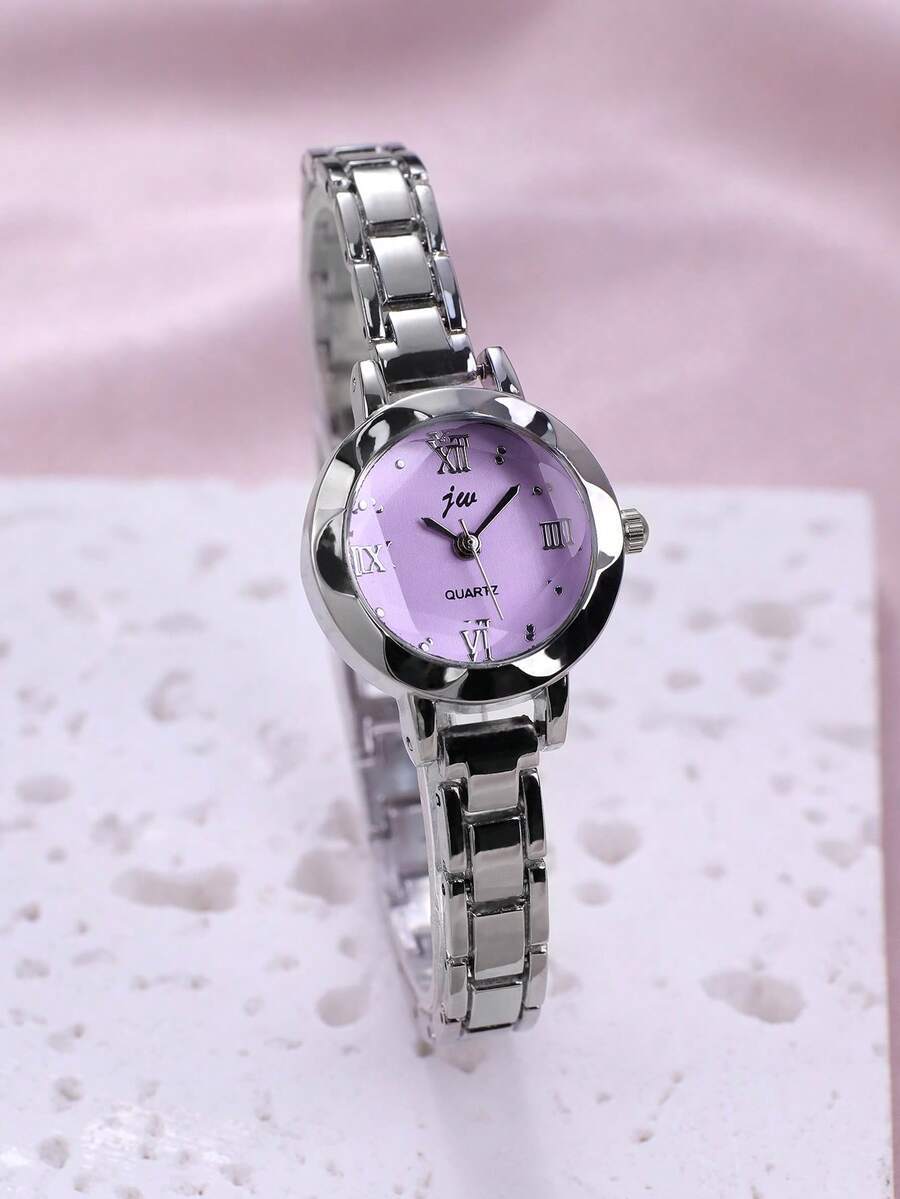 腕時計 レディース クォーツ 1個 白 レディース シンプル合金クォーツブレスレット腕時計、洗練されたラウンドダイヤル、ファッショ拍卖