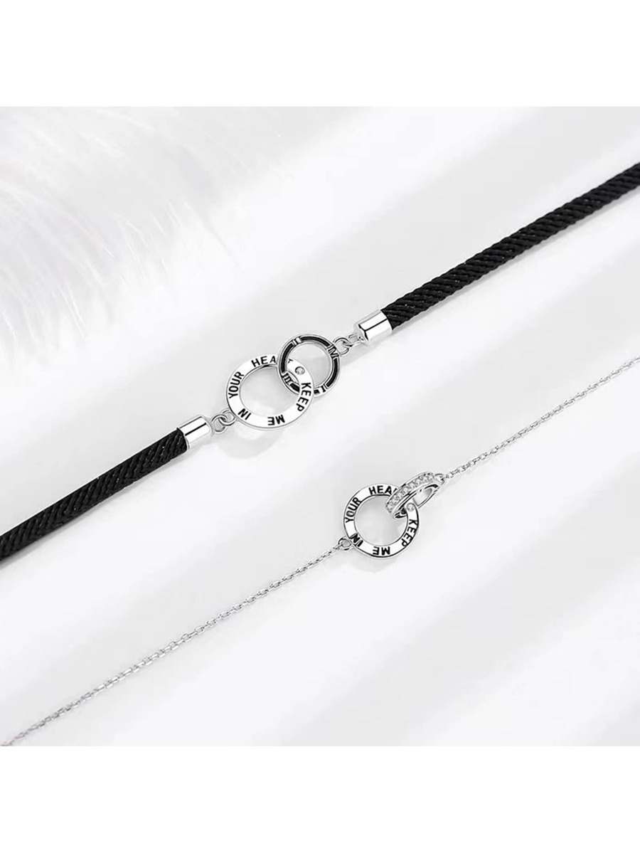 ジュエリー メンズ ブレスレット 1組 インターツイン ダブルサークルデザイン カップルブレイディングロープブレスレット、カップル拍卖