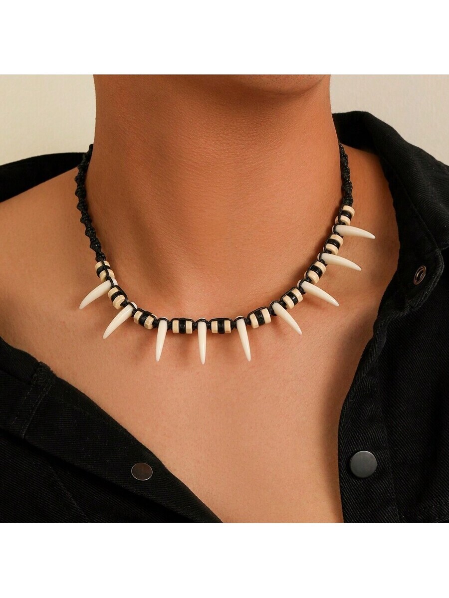 ジュエリー メンズ ネックレス 手作りメンズ ボヘミアン風 狼牙 ネックレス拍卖