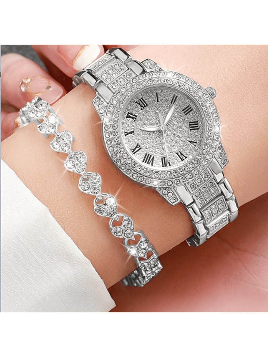 腕時計 レディース セット ファッショナブルなビジネス ヴィンテージ レディース クォーツ腕時計 2個セット、スタイリッシュなパー拍卖