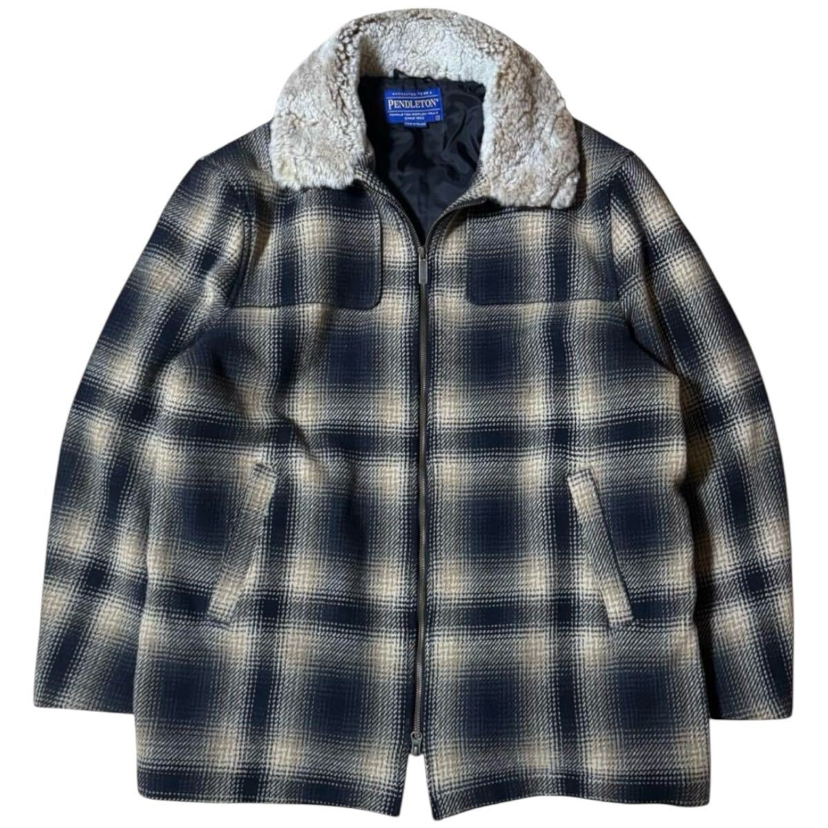 稀少 PENDLETON メキシコ製 thinsulate 3M 襟ムートン W-ZIP オンブレ ウール ブルゾン Lサイズ拍卖