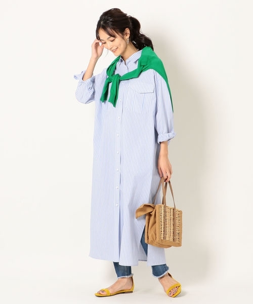 SHIPS any シップス エニィ ストライプシャツワンピース拍卖