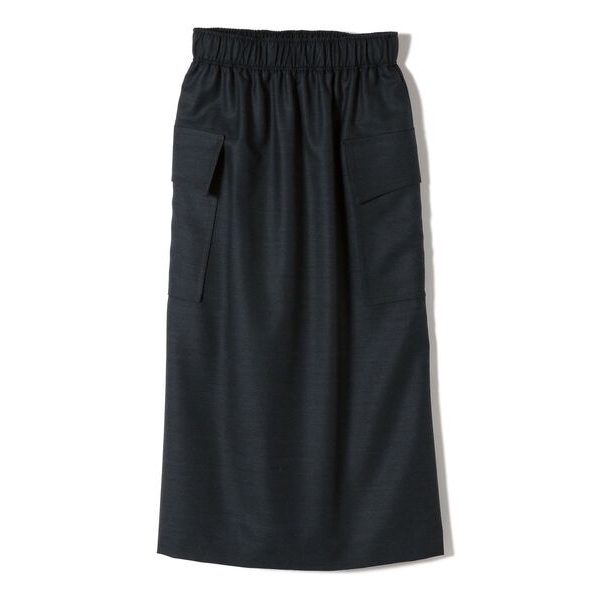 SHIPS Primary Navy Label ウールソリッドスカート★シップス ネイビー拍卖