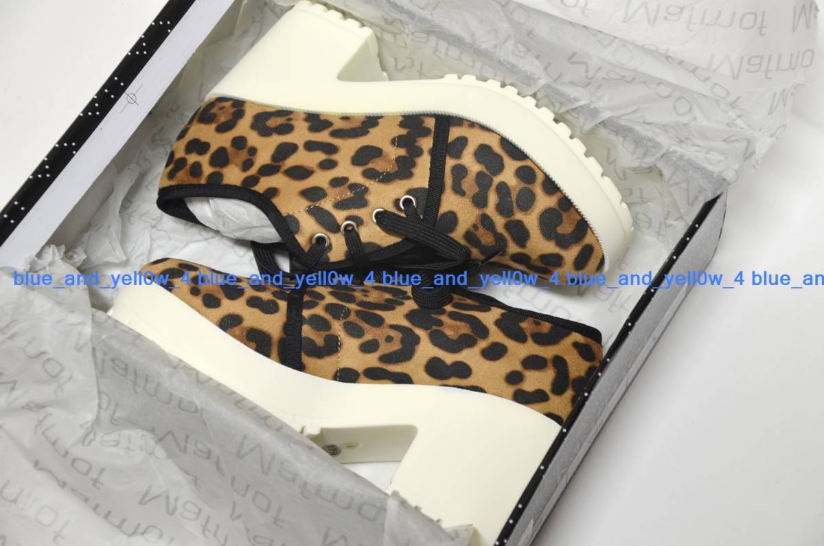 ■新品 未着用品 Mafmof ホワイトタンクソールのレースアップシューズ ヒョウ柄 Lサイズ マフモフ拍卖