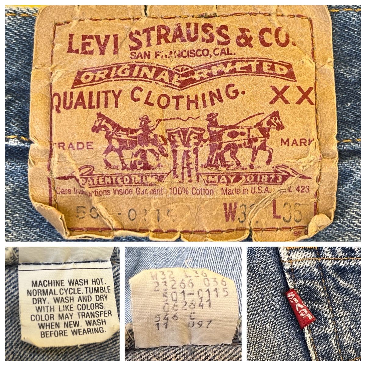 リーバイス Levis ヴィンテージ ジーンズ ジーパン 501-0115 W32 L36 546 ボタンフライ 古着 中古品拍卖