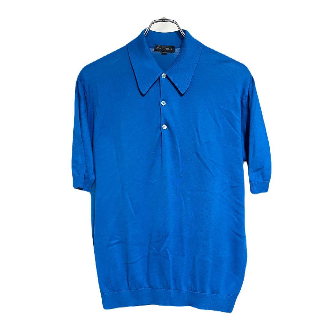 即決★訳あり 美品 XS JOHN SMEDLEY ISIS★ニットポロシャツ ジョンスメドレー 青 ブルー クラシック 半袖拍卖