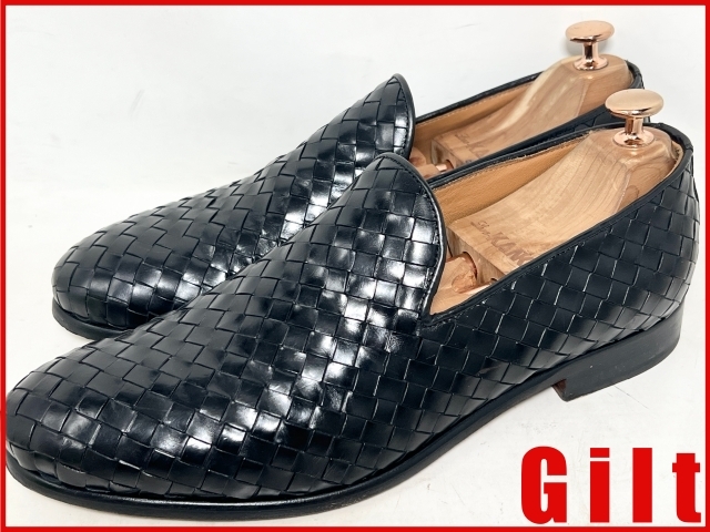 即決★美品 イタリア製 IL MOCASSINO★42=約27cm レザースリッポン イル モカシーノ 黒 ブラック シューズ シューズ ローファー 本革 革靴拍卖