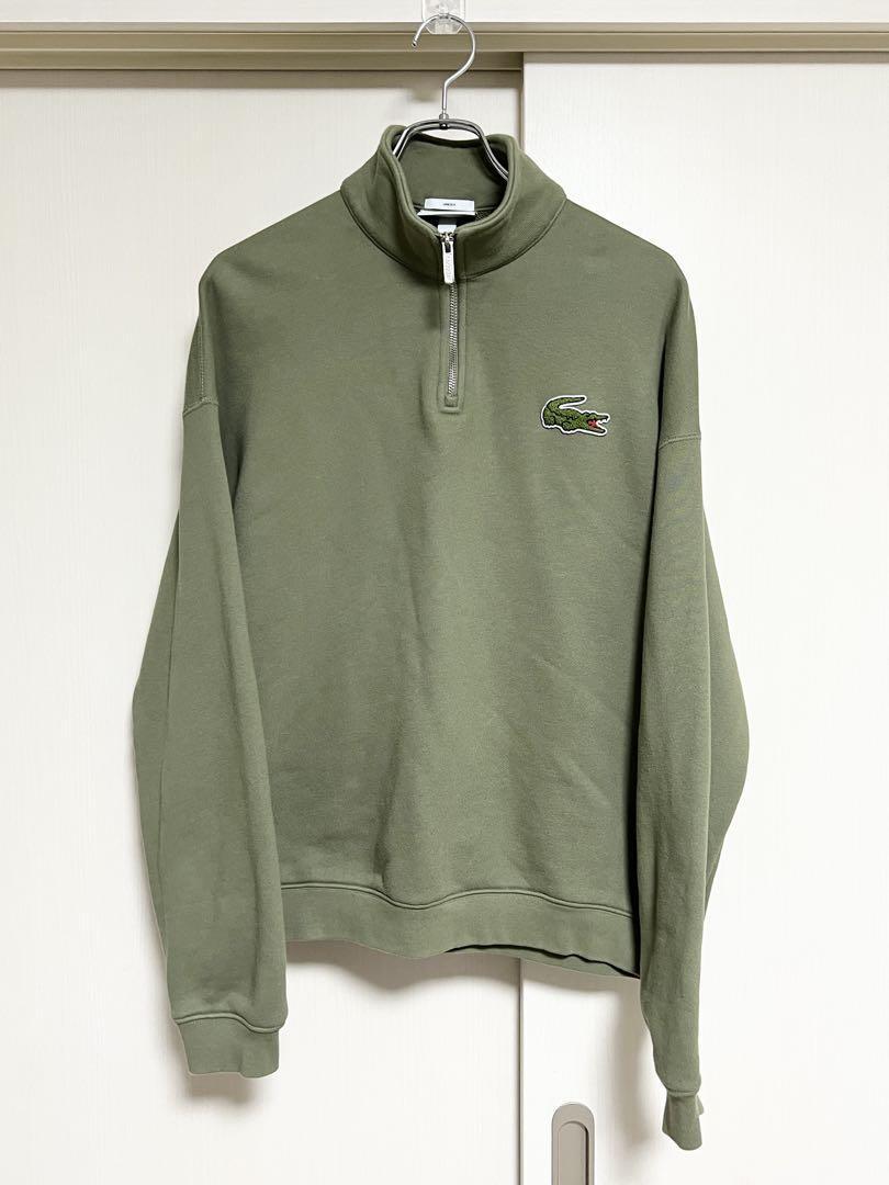 即決★未使用品 日本製 24AW LACOSTE★M ハーフジップスウェット ラコステ カーキ コットン拍卖