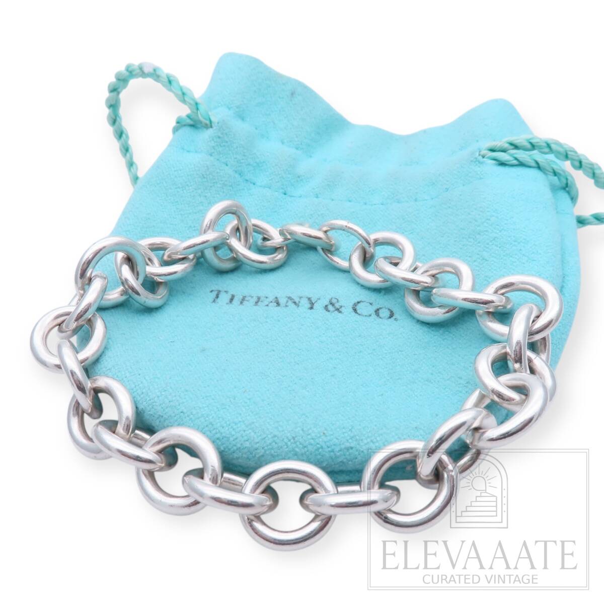 希少 美品 Tiffany&Co. ティファニー ラージ ドーナツ リンク シルバー ブレスレット SV925 TO219拍卖