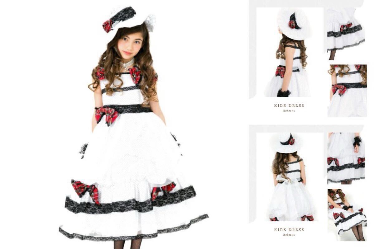 新品タグ 未着 エンジェルローブ angel's robe レベッカ ドレス サイズ120 白×黒拍卖