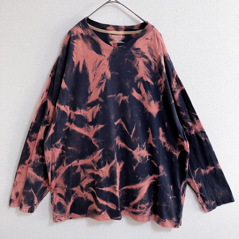 ST. JOHN'S BAY タイダイ長袖カットソーXL ロンT Vネック 紺拍卖