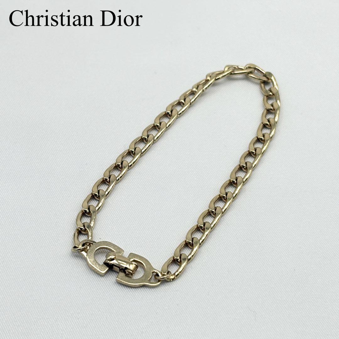 【美品】Christian Dior クリスチャン ディオール ゴールド ロゴ 金具 ブレスレット 高級 モード ハイブランド拍卖