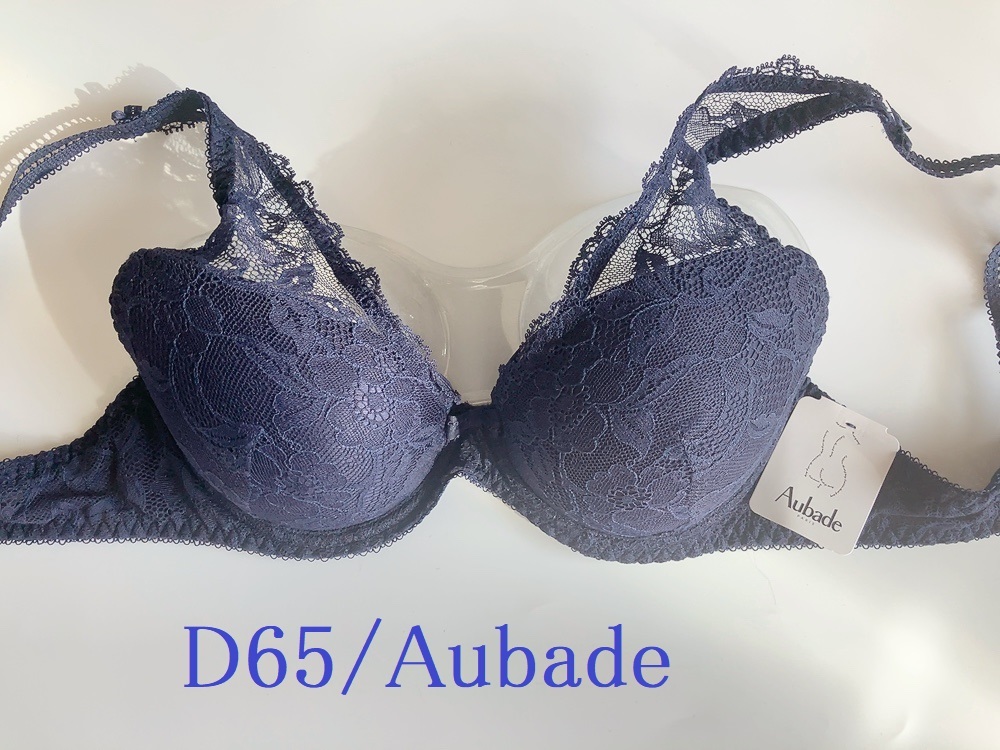 D65☆オーバドゥAubade フランス 高級ランジェリー ブラ 紺拍卖