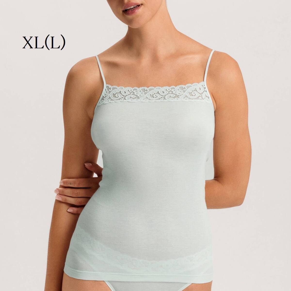 XL(L)☆HANRO ハンロ 胸元レース使用 海外高級キャミソール スイス コットン VAPOR拍卖