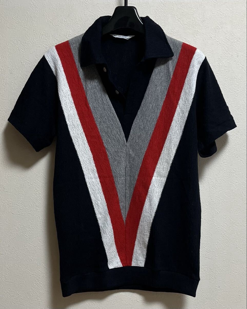 50s Sears ポロシャツ S V字 切替 ツートン プルオーバー ニット シャツ ロカビリー ヴィンテージ 60s 70s CAMPUS PENNEYS TOWNCRAFT拍卖