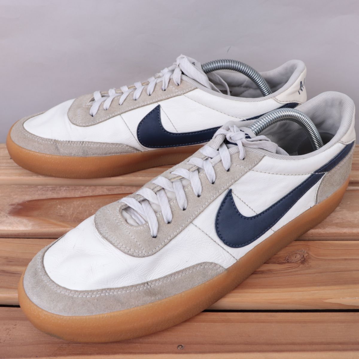 z820 ナイキ キルショット 2 レザー US10 28.0cm/白 ホワイト 紺 ネイビー キャメル NIKE KILLSHOT 2 LEATHER メンズ スニーカー 中古拍卖