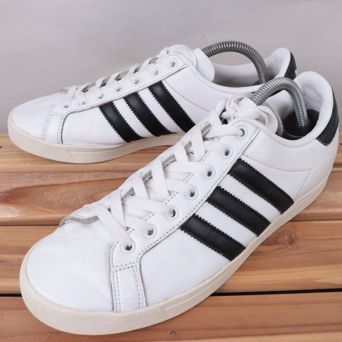 z857 アディダス コースト スター US8 1/2 26.5cm/白 ホワイト 黒 ブラック adidas Coast Star メンズ スニーカー 中古拍卖