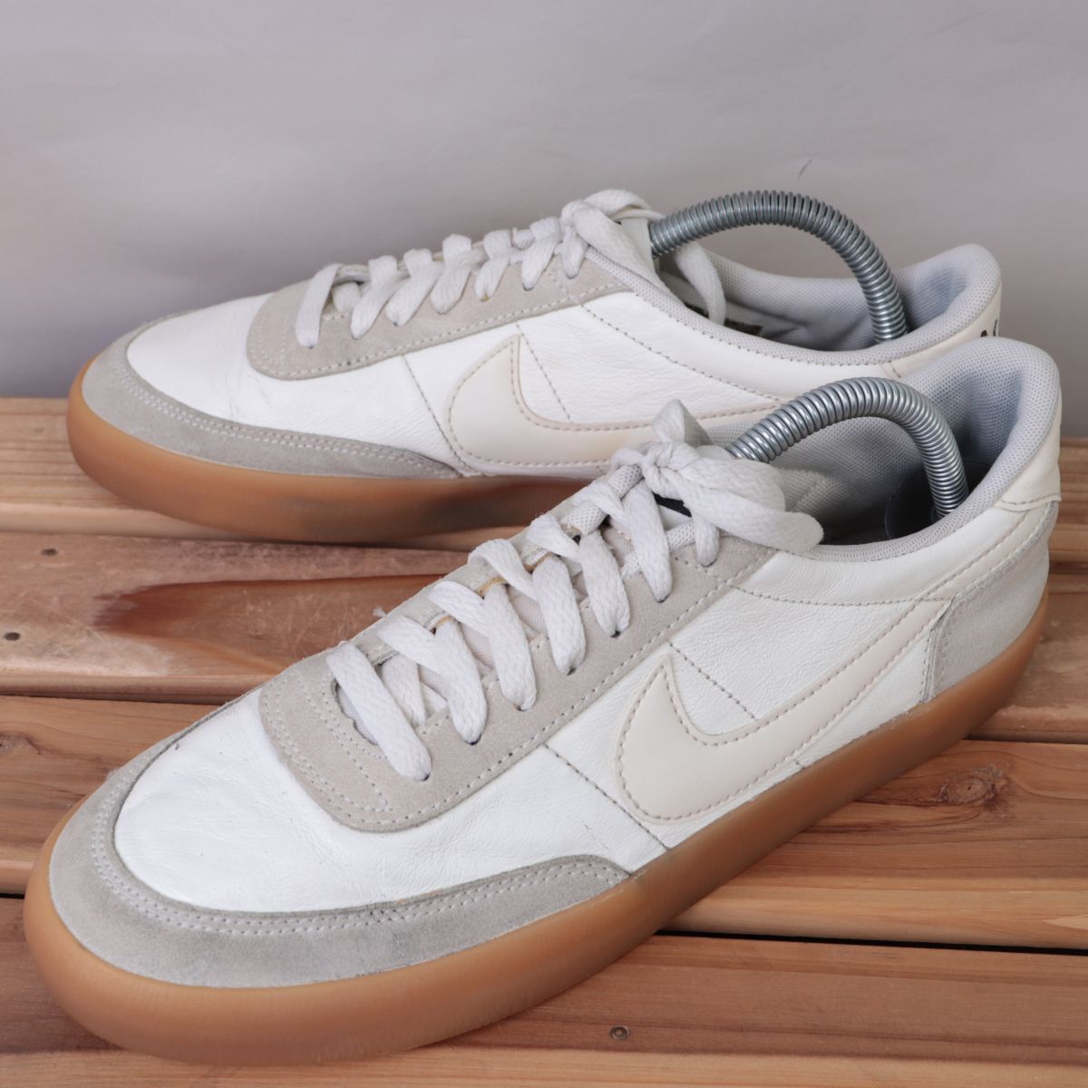 z996 ナイキ キルショット2 レザー US8 26.0cm/白 オフホワイト ライトグレー NIKE KILLSHOT 2 LEATHER メンズ スニーカー 中古拍卖