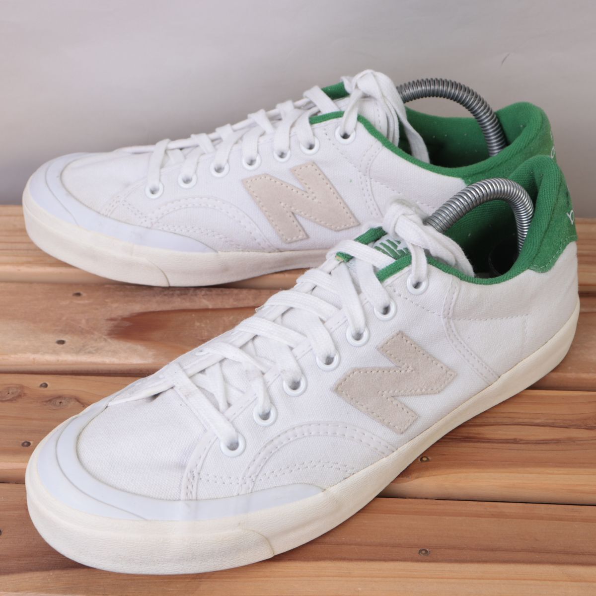 z1010【PROCTGR】ニューバランス US8 26.0cm/白 ホワイト グリーン ライトグレー newbalance メンズ スニーカー 中古拍卖