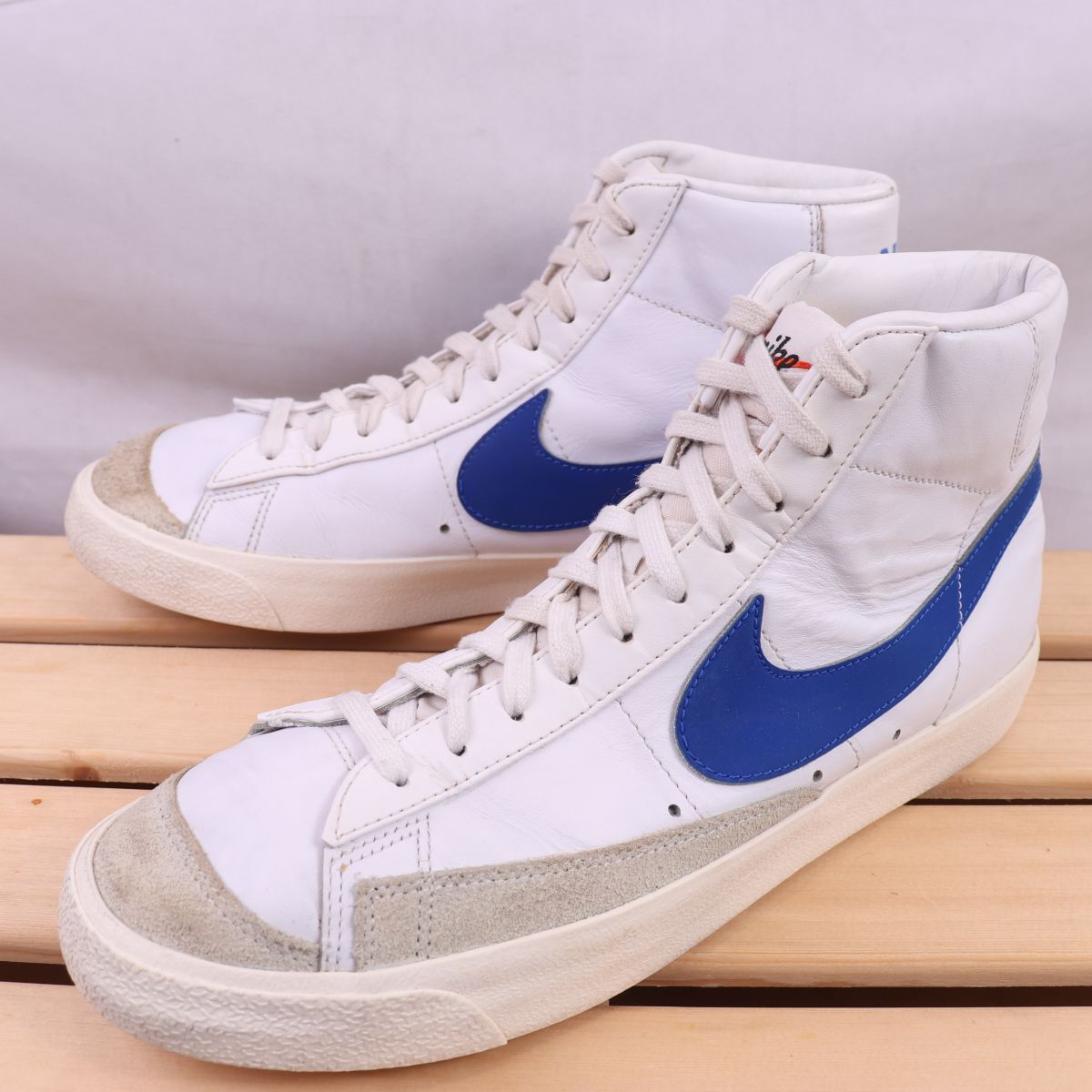 z994 ナイキ ブレーザー ミッド ビンテージ US9 27.0cm/白 ホワイト 青 ブルー NIKE BLAZER MID ブレザー メンズ スニーカー 中古拍卖