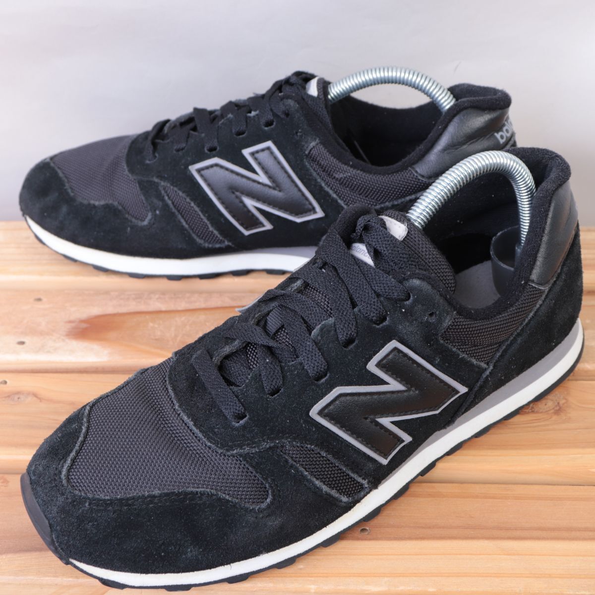 z1136【373】ニューバランス US9 27.0cm/黒 ブラック グレー newbalance メンズ スニーカー 中古拍卖