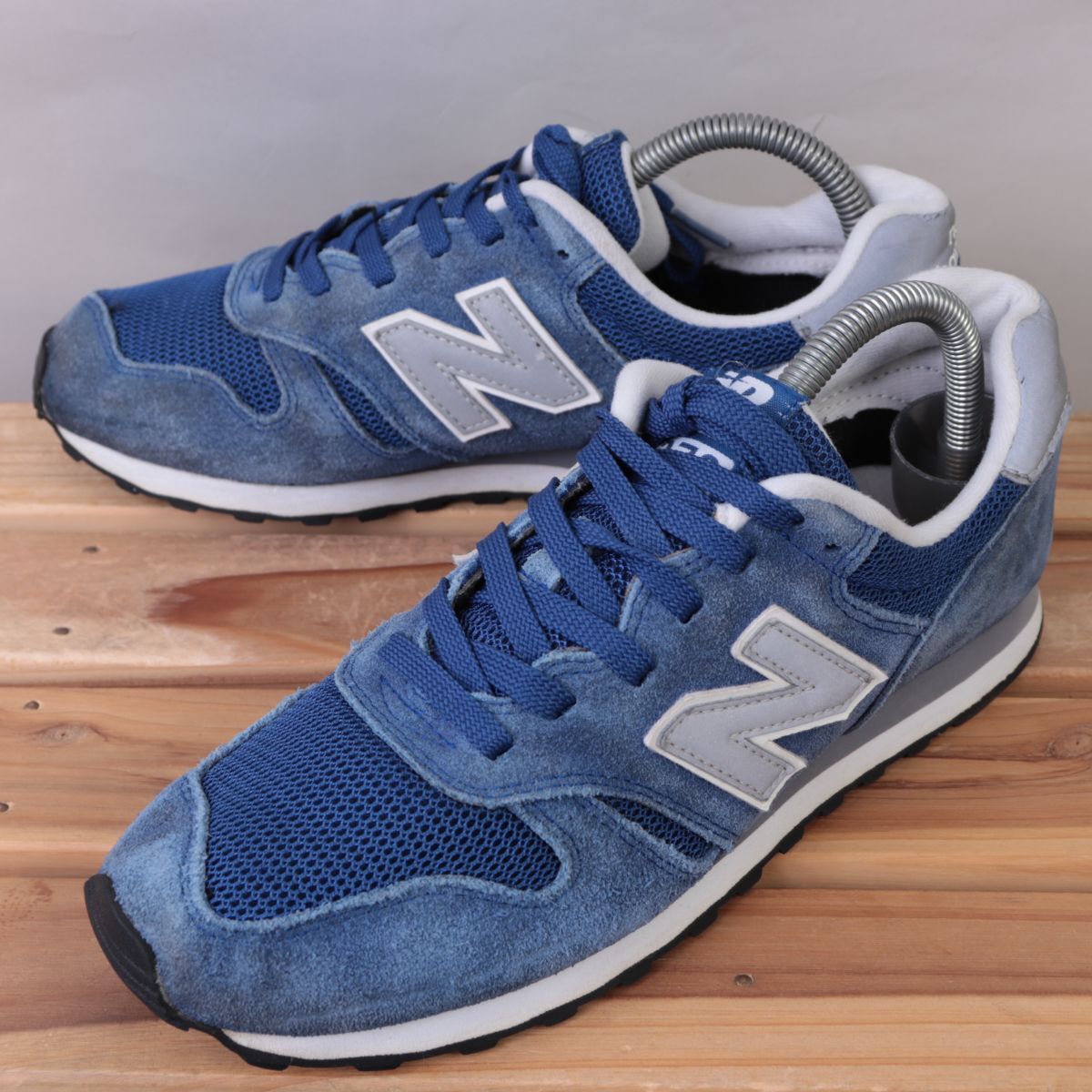 z1073【373】ニューバランス US7 25.0cm/青 ブルー グレー newbalance メンズ ユニセックス スニーカー 中古拍卖