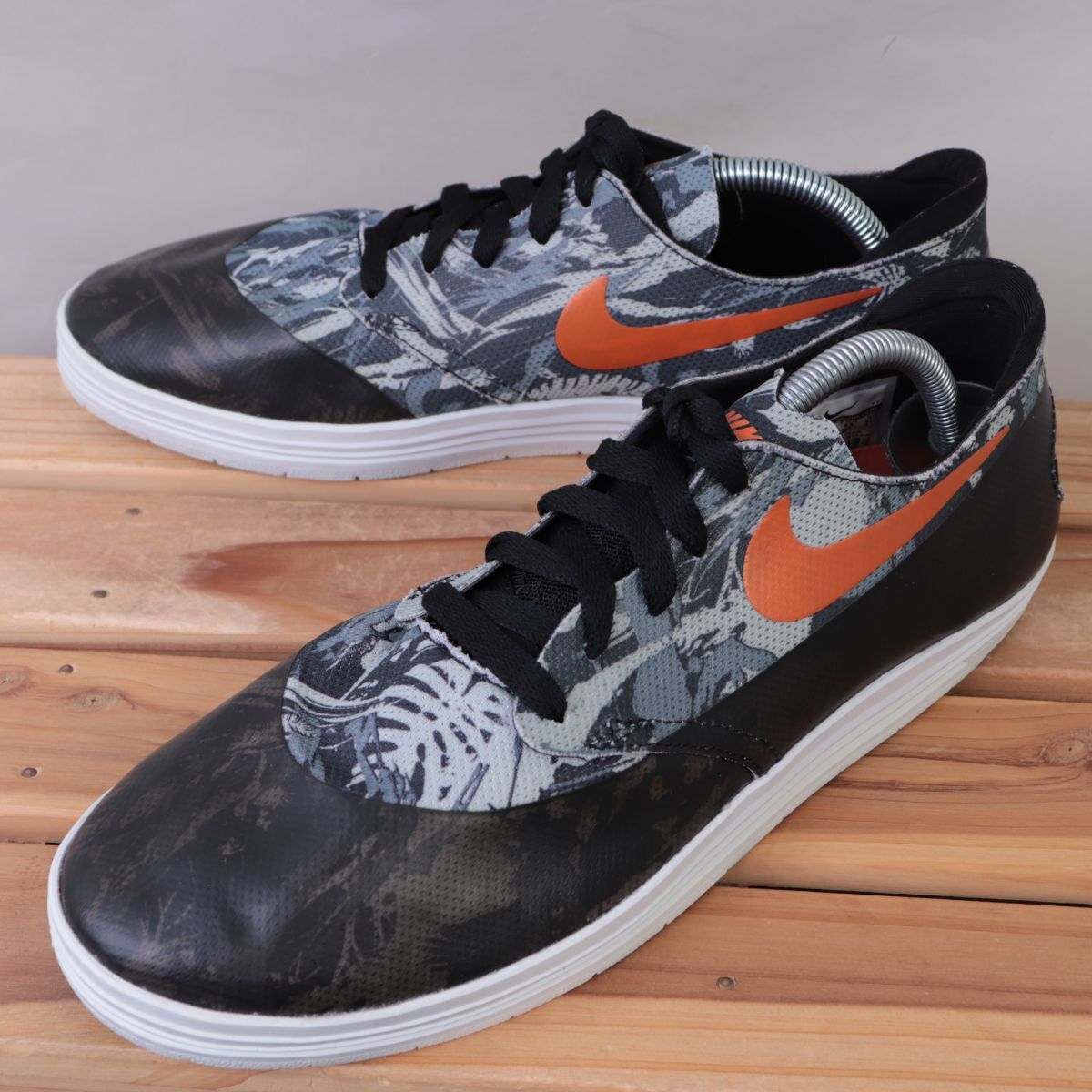 z1227 ナイキ ルナ ワンショット SB WC US9.5 27.5cm/グレー 黒系 柄 オレンジ NIKE LUNAR ONESHOT SB WC メンズ スニーカー 中古拍卖