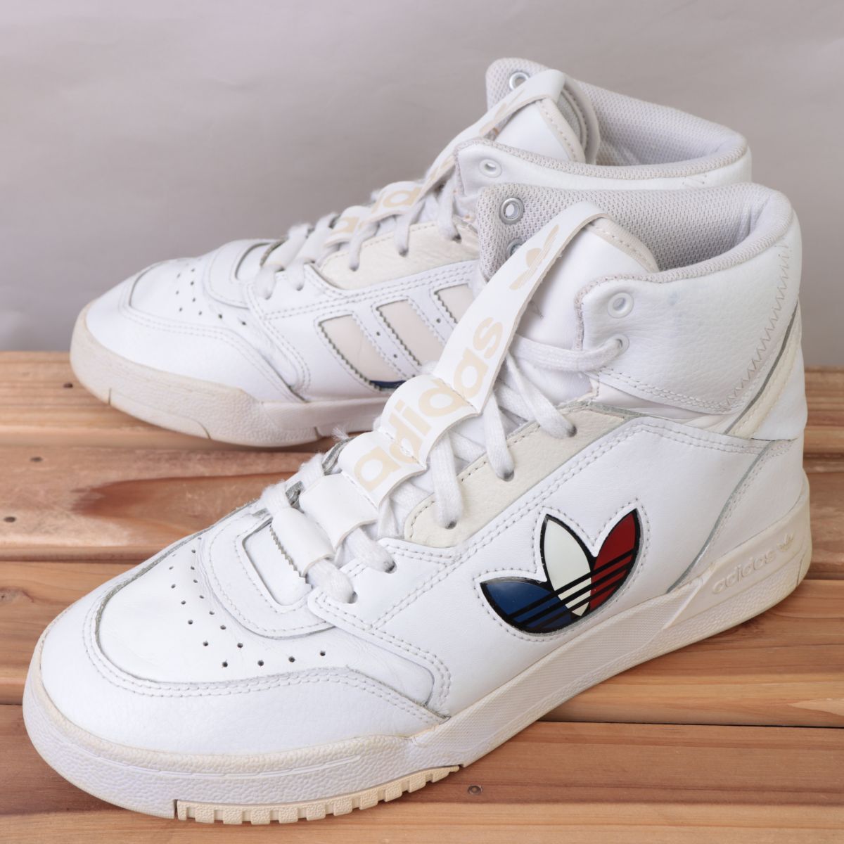 z1229 アディダス ドロップステップ XLT US7 1/2 25.5cm/白 ホワイト 赤 青 adidas Drop Step XLT メンズ スニーカー 中古拍卖