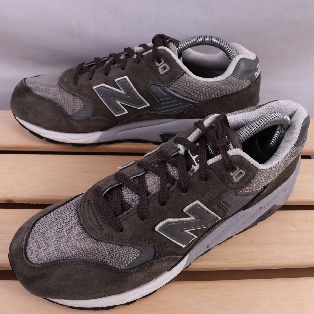 z1221【580】ニューバランス US7 25.0cm/オリーブ ダークグリーン グレー newbalance メンズ ユニセックス スニーカー 中古拍卖