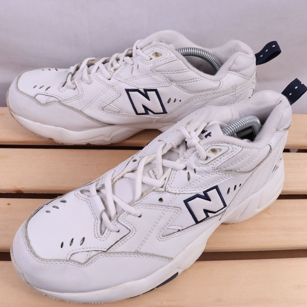 z1222【608】ニューバランス US11 28.0cm/白 ホワイト ネイビー newbalance レディース スニーカー 中古拍卖