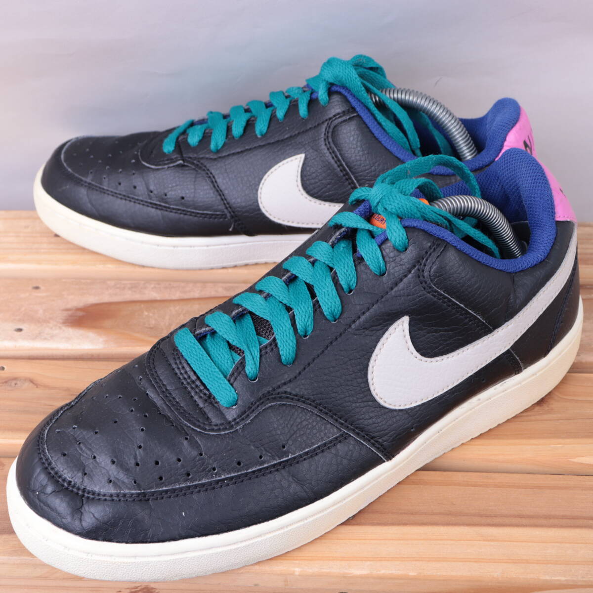 z1285 ナイキ コートビジョン US10 28.0cm/黒 ブラック ライトグレー ブルー NIKE COURT VISION メンズ スニーカー 中古拍卖