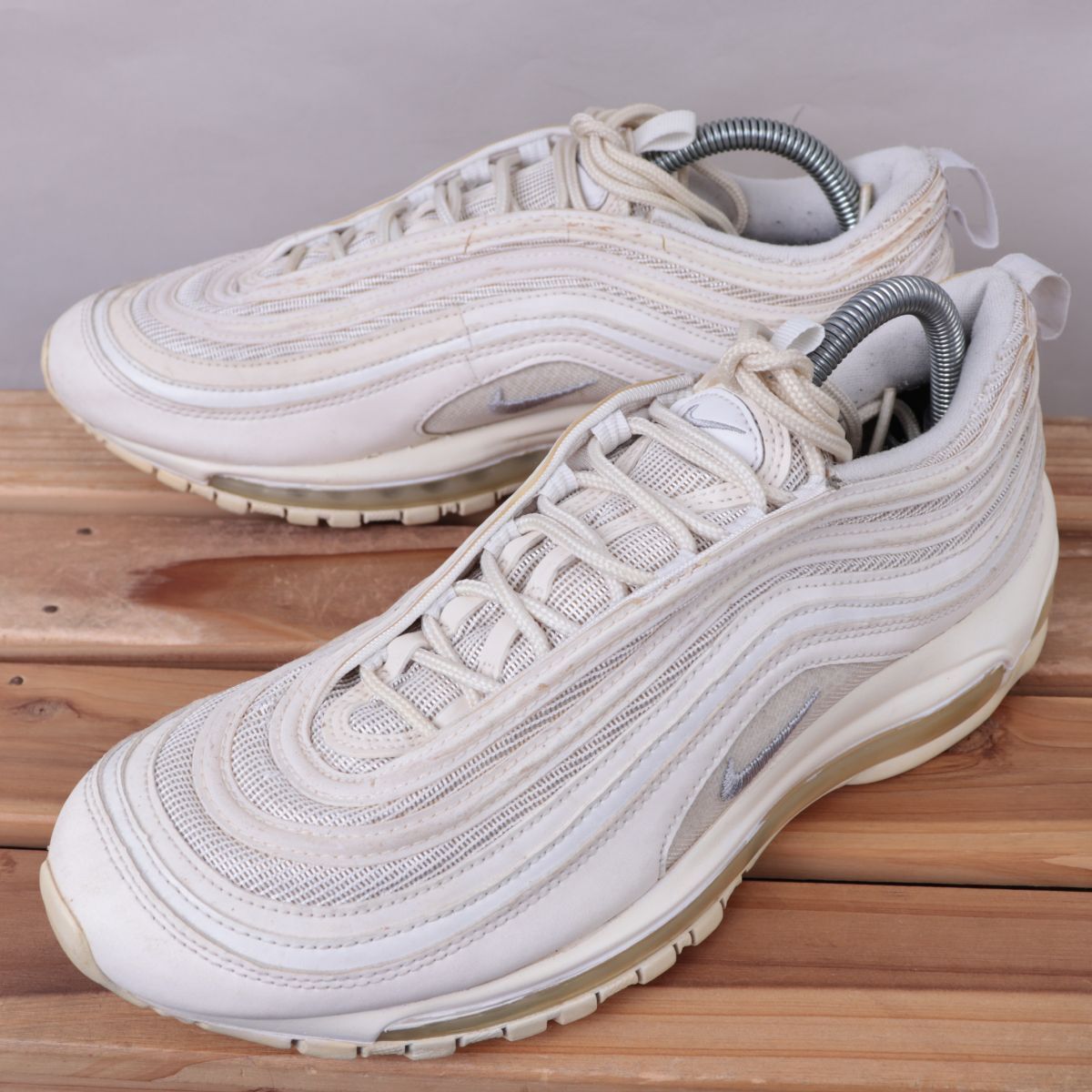 z848 ナイキ エア マックス 97 US9 27.0cm/白 オフホワイト NIKE AIR MAX 97 メンズ スニーカー 中古拍卖