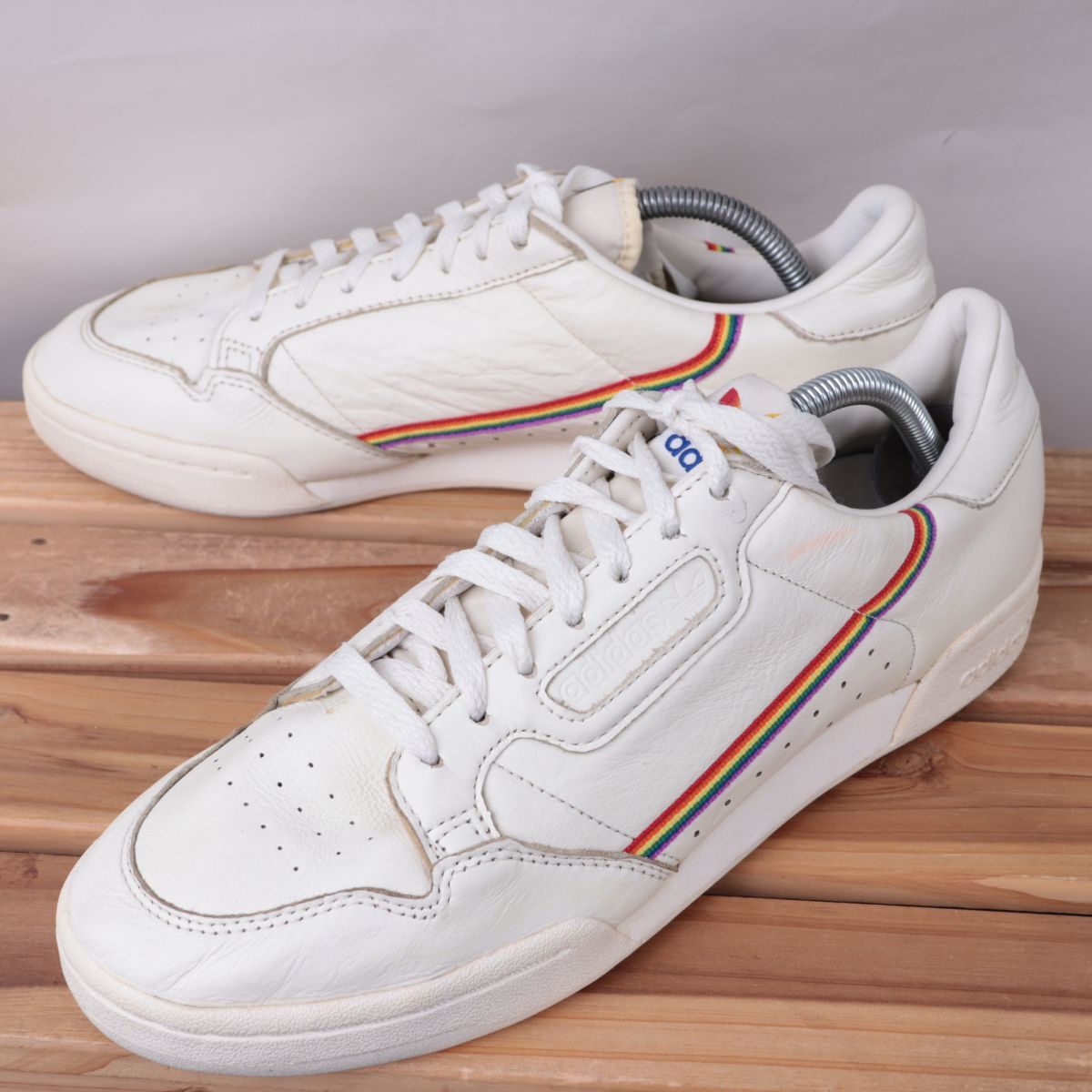 z1337 アディダス コンチネンタル80 US10 28.0cm/オフホワイト レインボー adidas Continental 80 メンズ スニーカー 中古拍卖