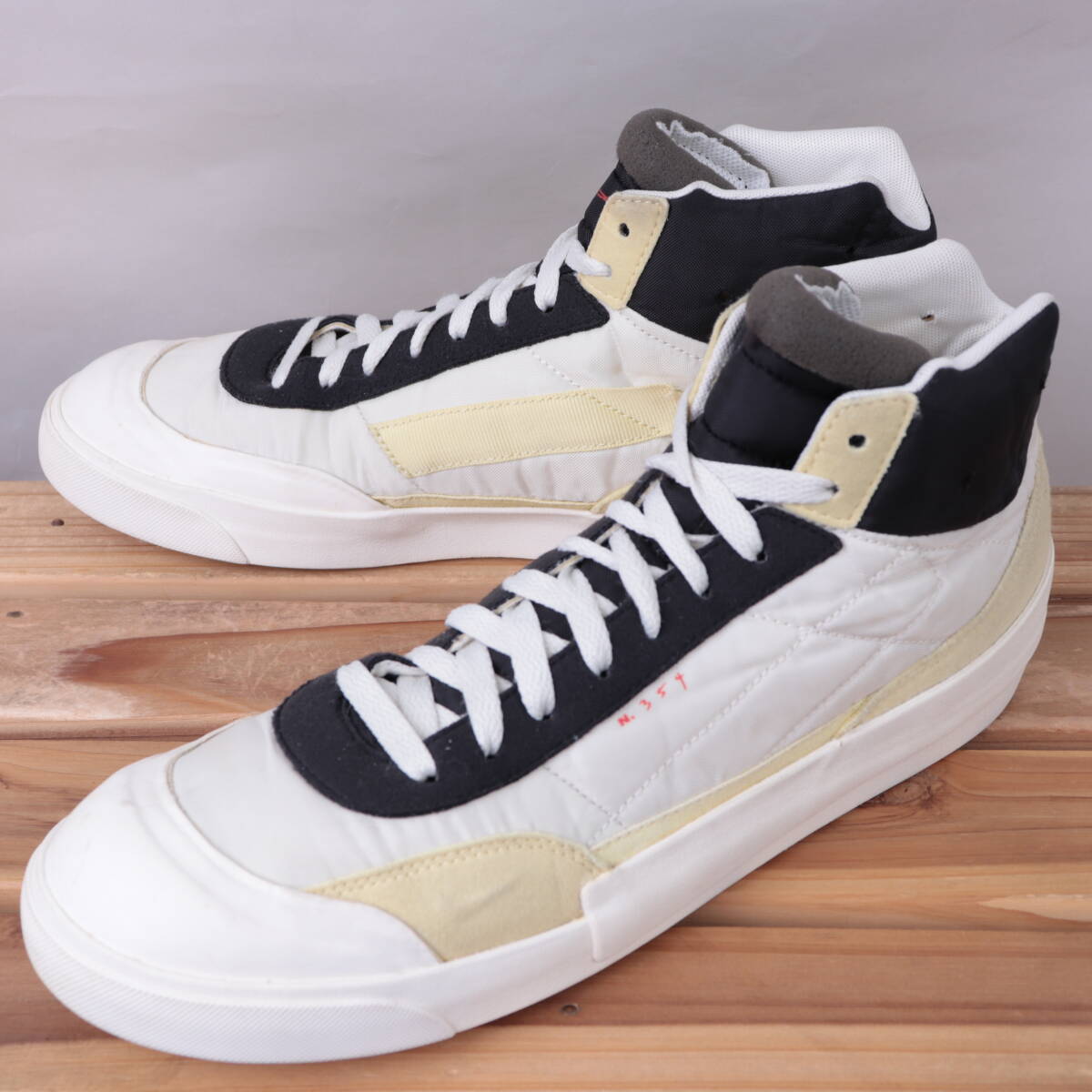 z1403 ナイキ ドロップタイプ ミッド US9.5 27.5cm/オフホワイト ライトベージュ 黒 NIKE DROP-TYPE MID メンズ スニーカー 中古拍卖