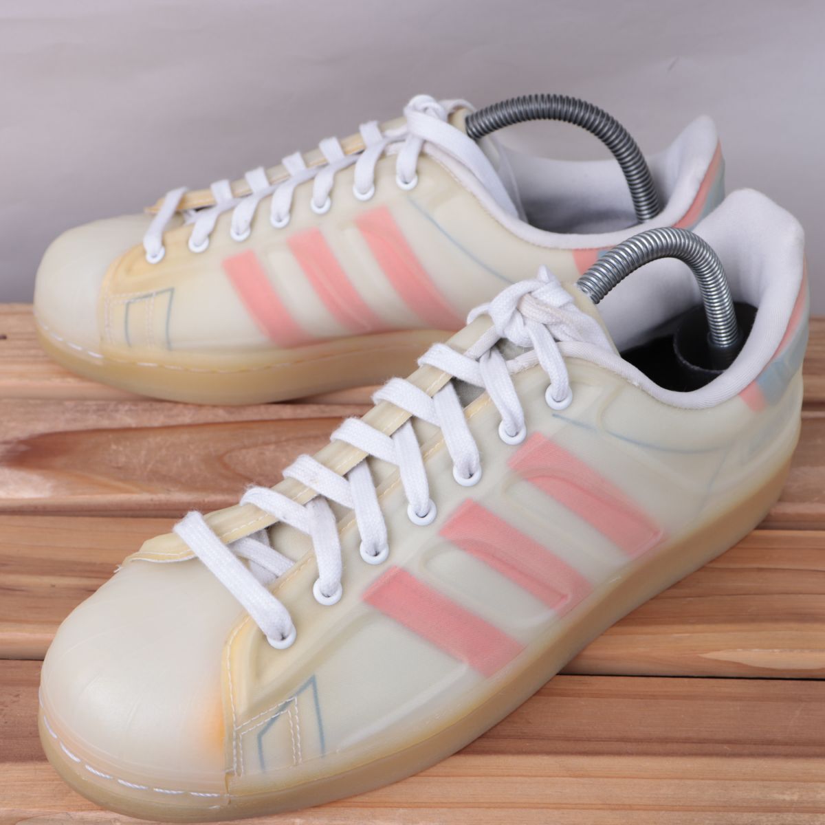 z1353 アディダス スーパースター US8 1/2 26.5cm/ライトベージュ ブルー オレンジ adidas SUPERSTAR メンズ スニーカー 中古拍卖