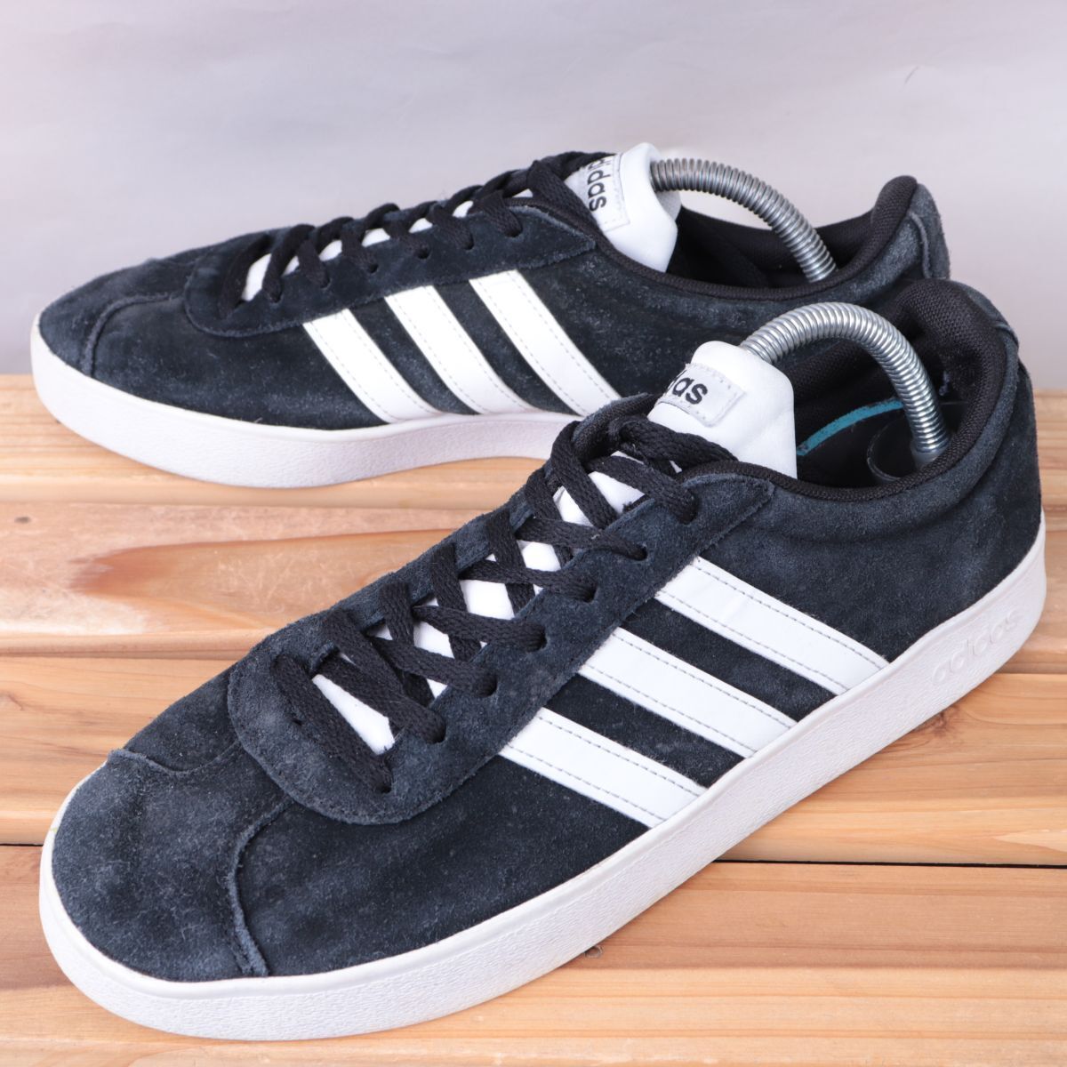 z1420 アディダス VL コート US10 28.0cm/黒 ブラック 白 adidas VL COURT メンズ スニーカー 中古拍卖