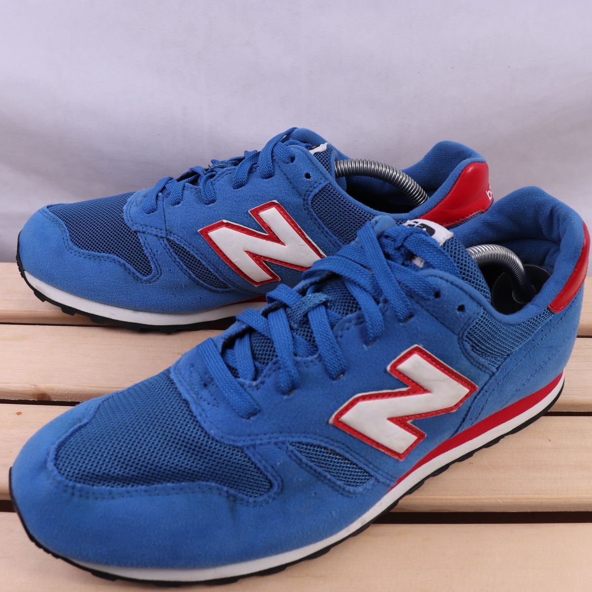 z1359【373】ニューバランス US9.5 27.5cm/青 ブルー 白 赤 newbalance メンズ スニーカー 中古拍卖