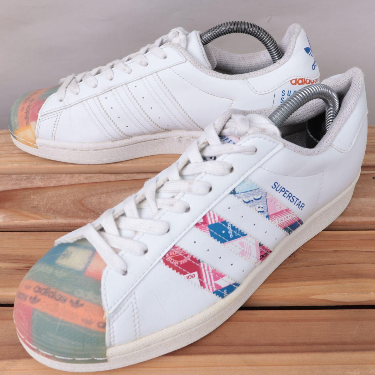 z1470 アディダス スーパースター US8 26.0cm/白 ホワイト マルチカラー 柄 adidas SUPERSTAR メンズ スニーカー 中古拍卖