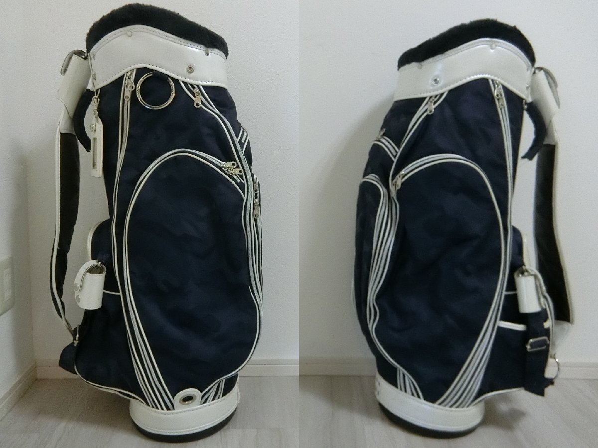 マークアンドロナ 3点式 カート型キャディバッグ 7分割 ネイビー ネームプレート・ヘッドカバー各種付属拍卖