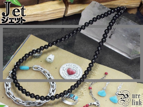 黒琥珀『ジェット』6mm ネックレス《天然石/モーニングジュエリー》SALE拍卖