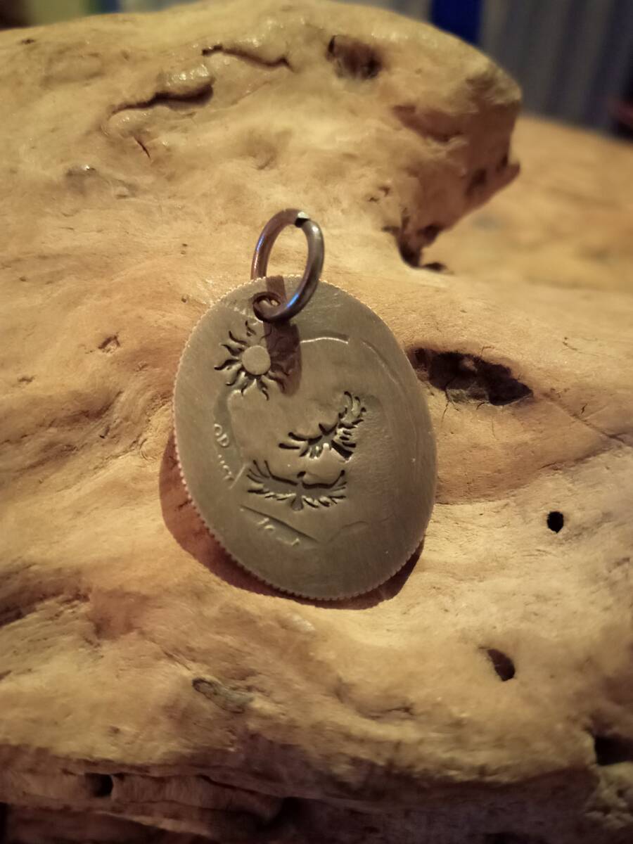コイントップ,タタキメタル,ペンダント,ダイム,アメリカ,太陽イーグル刻印親子,ネイティブ,アメリカン,インディアン,アンティーク仕様拍卖
