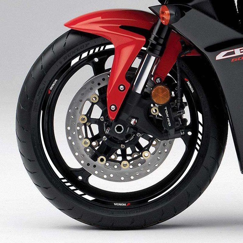 ☆国内発送HONDA カーボン調ホイールリムステッカー ホワイトシルバー/ブラック 前後ホイールセット 17インチ用 ホンダ CBR NSR拍卖