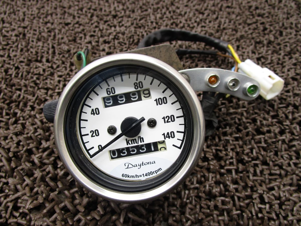 トリッカー 社外 デイトナ ミニ スピードメーター ●A4546!DG10J カスタム素材に ヤマハ 【 G340E 】 tricker キャブ車 動画有拍卖