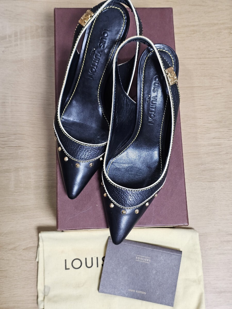 ルイヴィトン パンプス スタッズ バックストラップ ヒール シューズ 靴LOUIS VUITTON拍卖