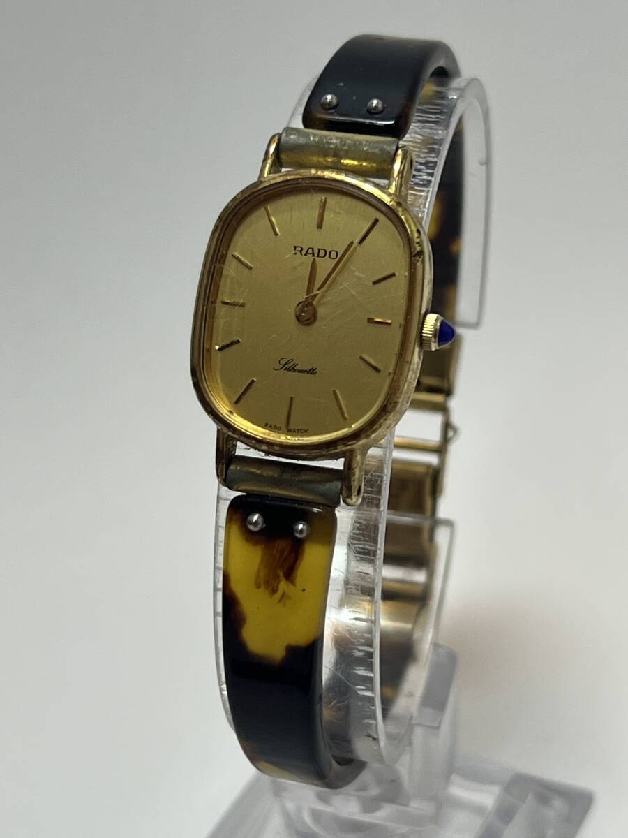 動作未確認 RADO ラドー べっ甲 QZ 133.9031.2 シルエット ゴールド文字盤 スクエア レディース 腕時計拍卖