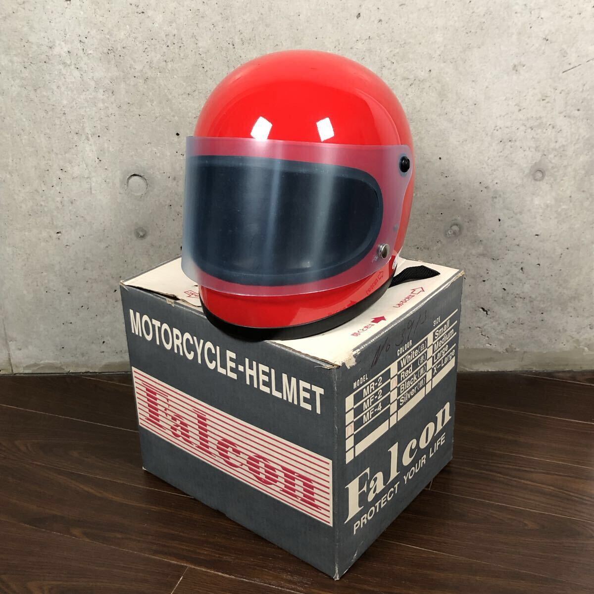 北川 ファルコン Falcon フルフェイス ヘルメット MF-4 レッド(赤)【Mサイズ】デッドストック 未使用 ビンテージ 日本製拍卖