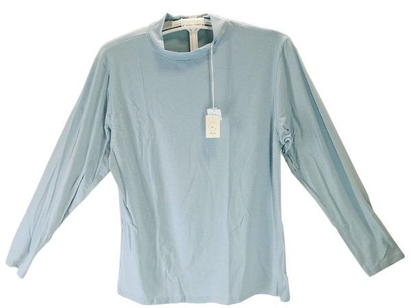 SS2737-2◆ 新品 カットソー ハイネック 長袖 薄手 肌触り良し ストレッチ シンプル 無地 4Lサイズ 青 ブルー 送料450円拍卖