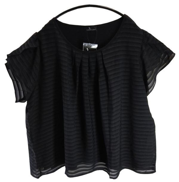 SS2777◆ 新品 チュニック ボーダー シフォン 裏地有り 5Lサイズ 黒 ブラック 送料450円拍卖